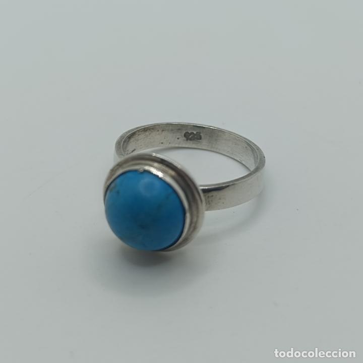 Joyeria: Original anillo antiguo en plata de ley 925 con cabuj&oacute;n turquesa. - Foto 6