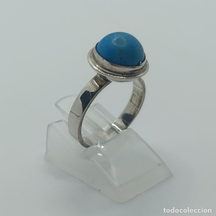 Joyeria: Original anillo antiguo en plata de ley 925 con cabuj&oacute;n turquesa. - Foto 1