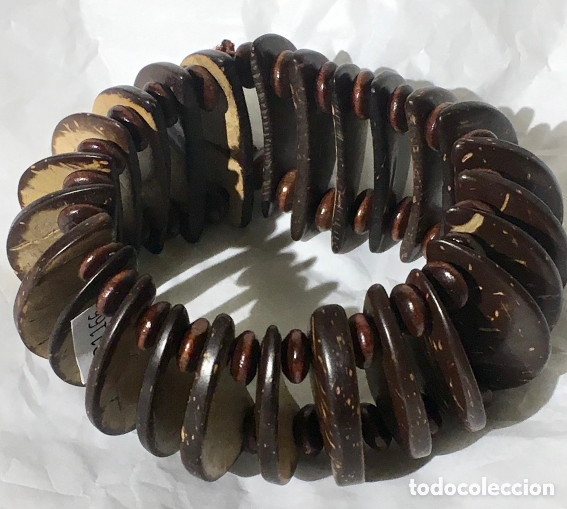 Joyeria: Pulsera. Madera de coco. Hecha a mano. Camerun. - Foto 1