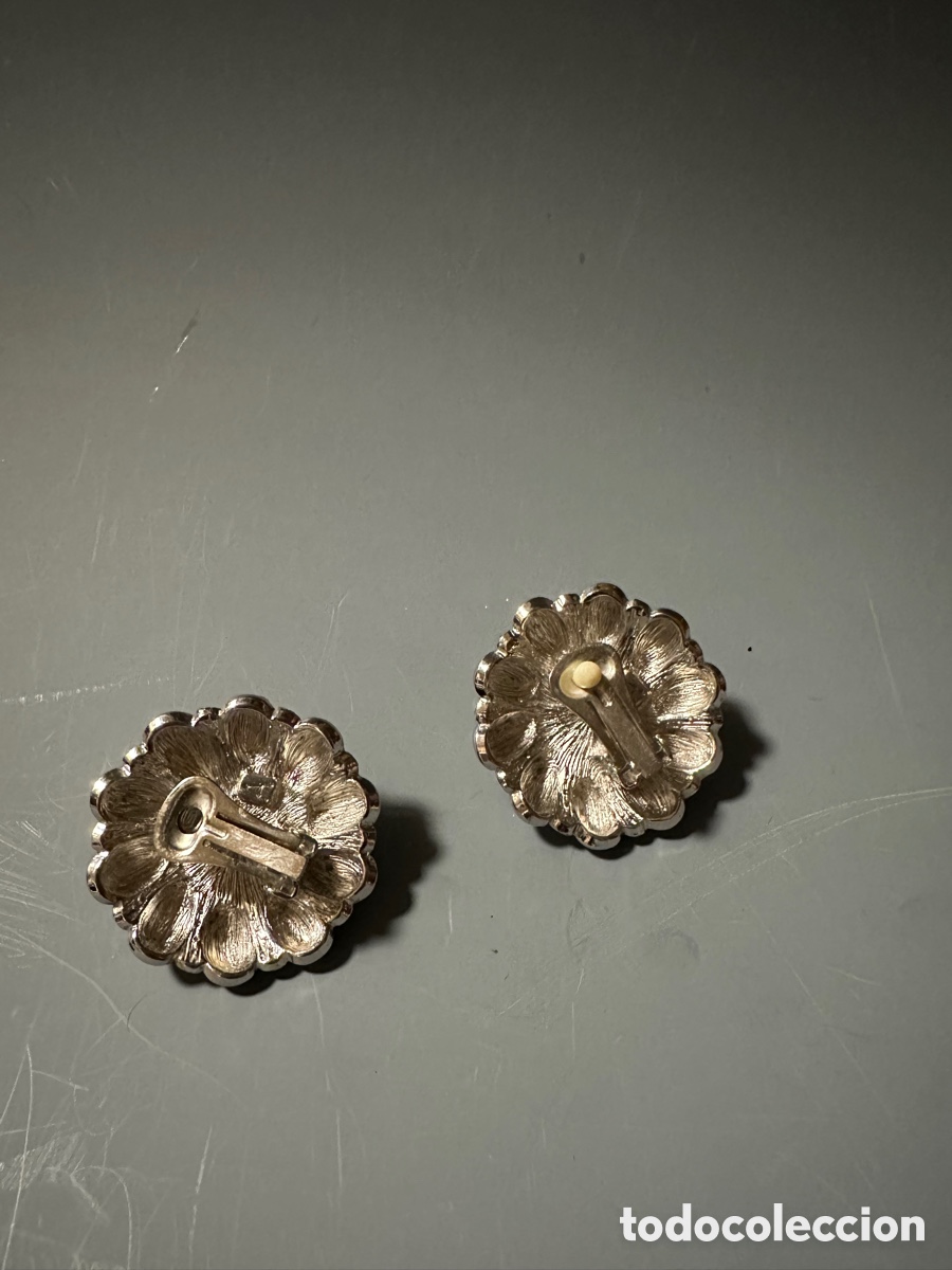 Joyeria: ANTIGUOS PENDIENTES DE PLATA EN FORMA DE FLOR - Foto 2