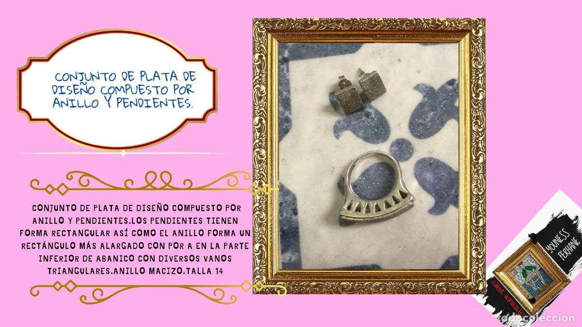 Joyeria: Conjunto de dise&ntilde;o: anillo y pendientes de plata - Foto 1