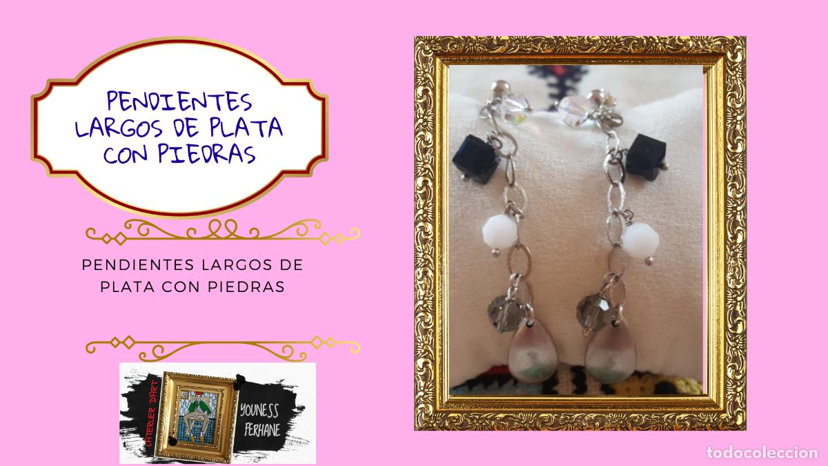 Joyeria: Pendientes largos de plata con piedras - Foto 1