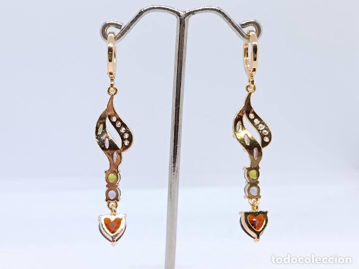 Joyeria: Preciosos pendientes en oro de 14k con piedras multicolor engastadas - Foto 5