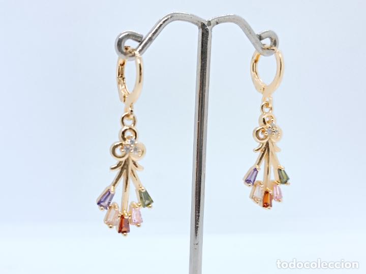 Joyeria: Preciosos pendientes en oro de 14k con piedras multicolor engastadas - Foto 2