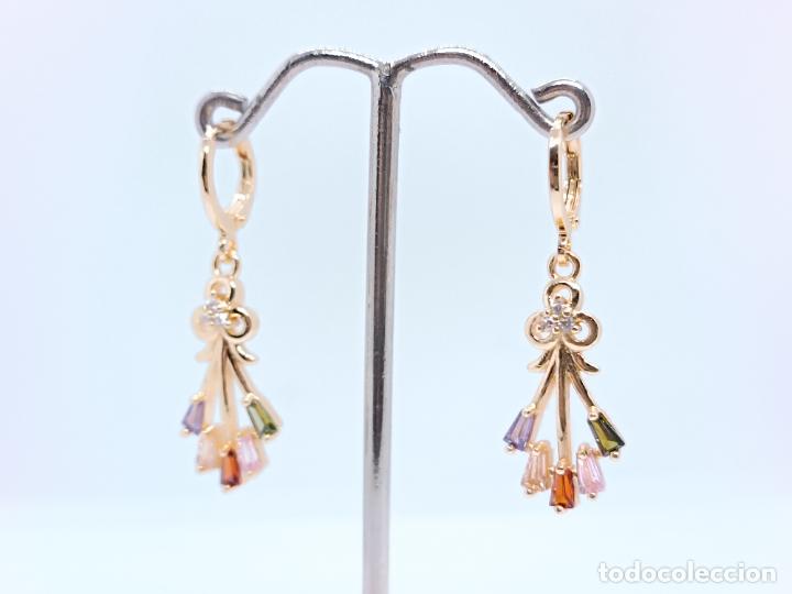 Joyeria: Preciosos pendientes en oro de 14k con piedras multicolor engastadas - Foto 4