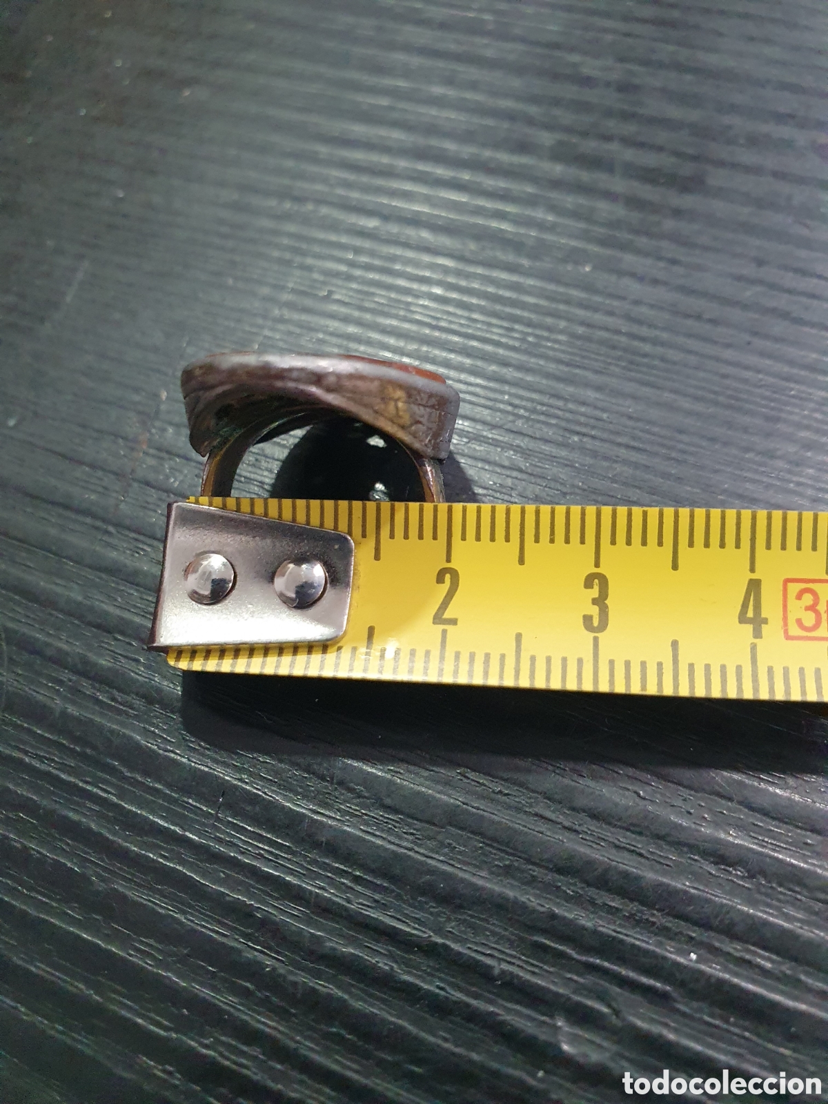 Joyeria: Antiguo anillo con piedra marr&oacute;n. (L39) - Foto 4