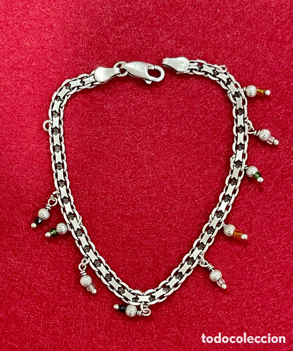 Joyeria: Pulsera en plata de ley contrastada con abalorios. - Foto 1