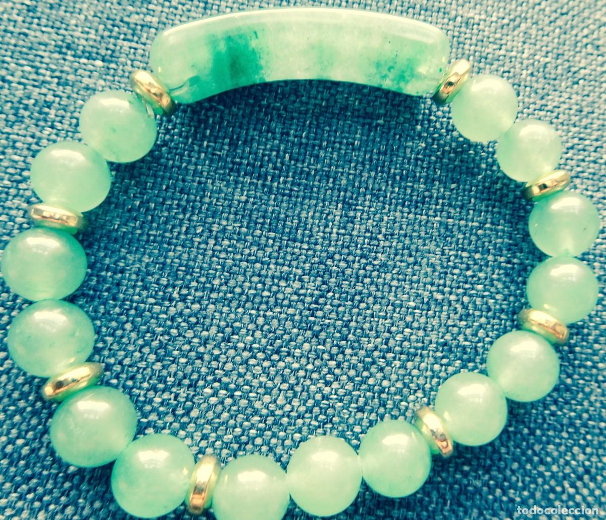 Joyeria: Pulsera de cristal, elastica, verde transl&uacute;cida. - Foto 1