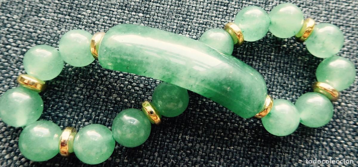 Joyeria: Pulsera de cristal, elastica, verde transl&uacute;cida. - Foto 2