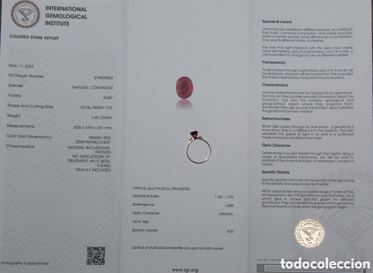 Joyeria: Rub&iacute; y diamantes certificado IGI. - Foto 2