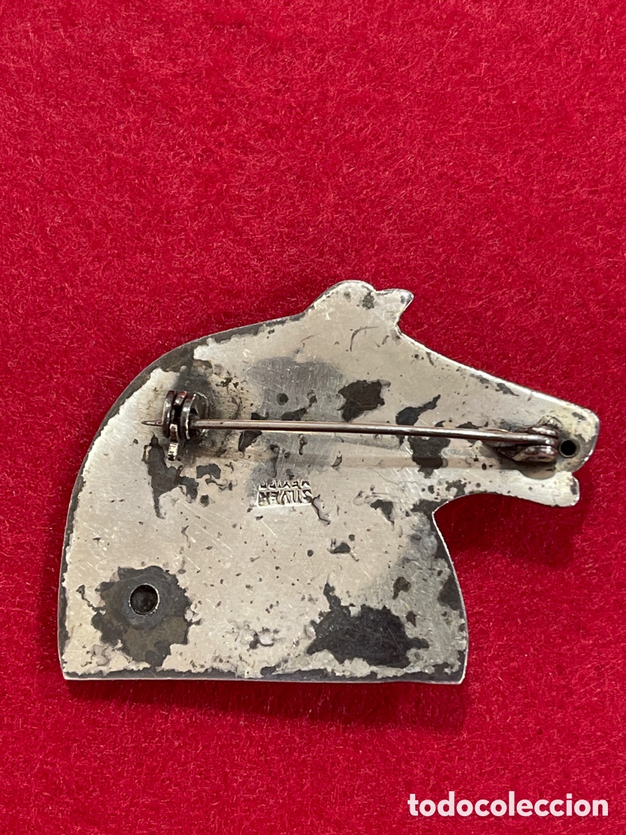 Joyeria: Broche en plata de ley contrastada de busto de caballo. - Foto 2