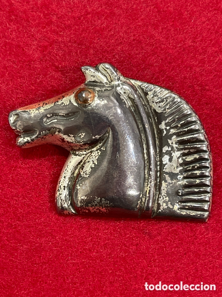 Joyeria: Broche en plata de ley contrastada de busto de caballo. - Foto 1