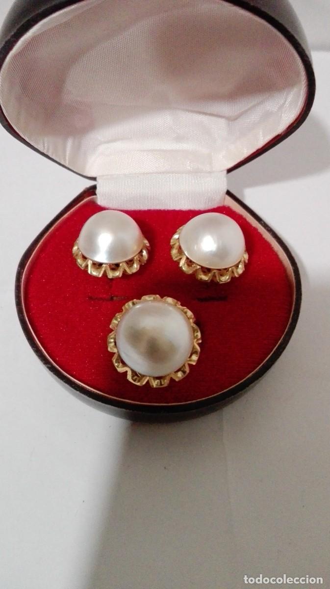 Jewelry: PENDIENTES Y SORTIJA DE ORO Y GRANDES PERLAS JAPONESAS