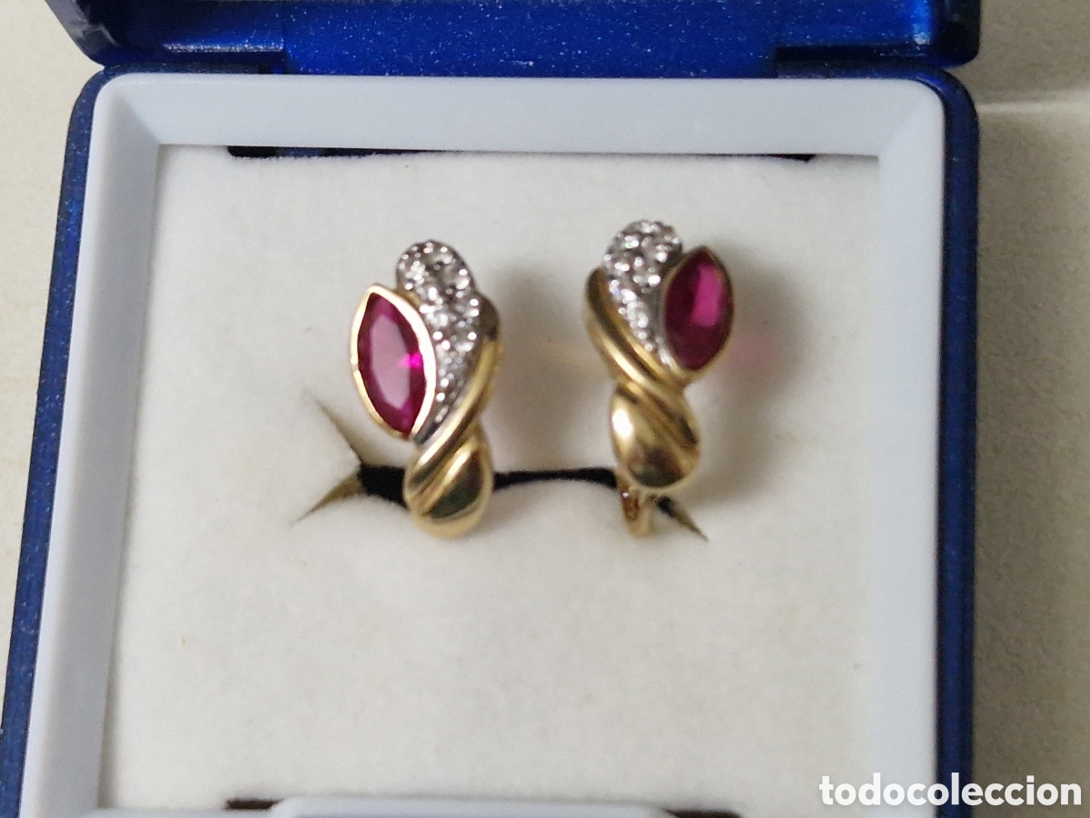 Joyeria: PENDIENTES ORO 18 K CON RUBI Y CIRCONITAS - Foto 2