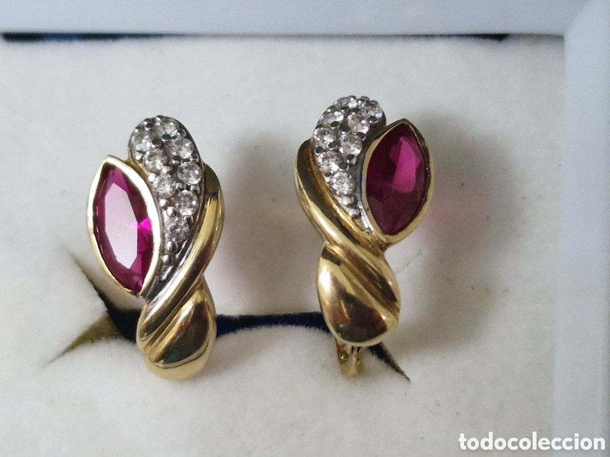Joyeria: PENDIENTES ORO 18 K CON RUBI Y CIRCONITAS - Foto 3