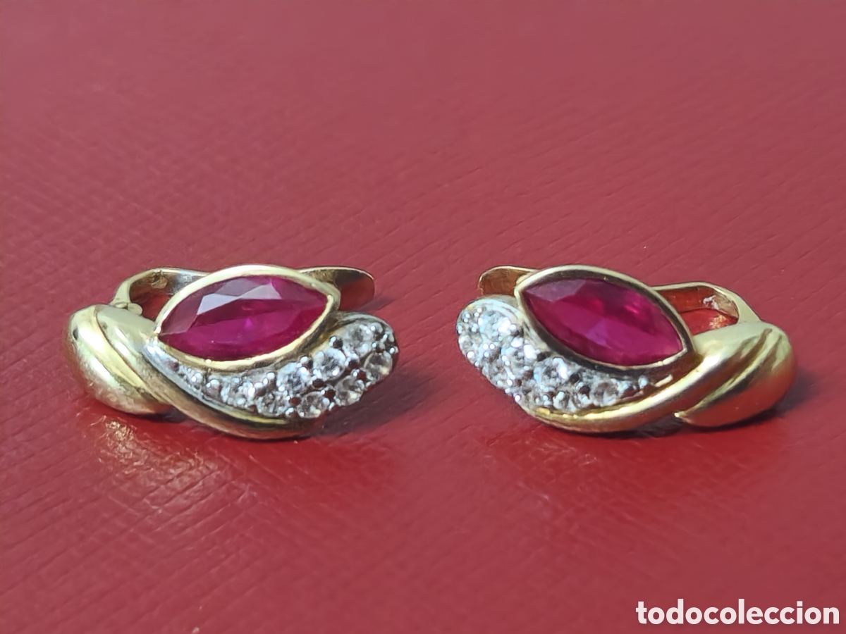 Joyeria: PENDIENTES ORO 18 K CON RUBI Y CIRCONITAS - Foto 5