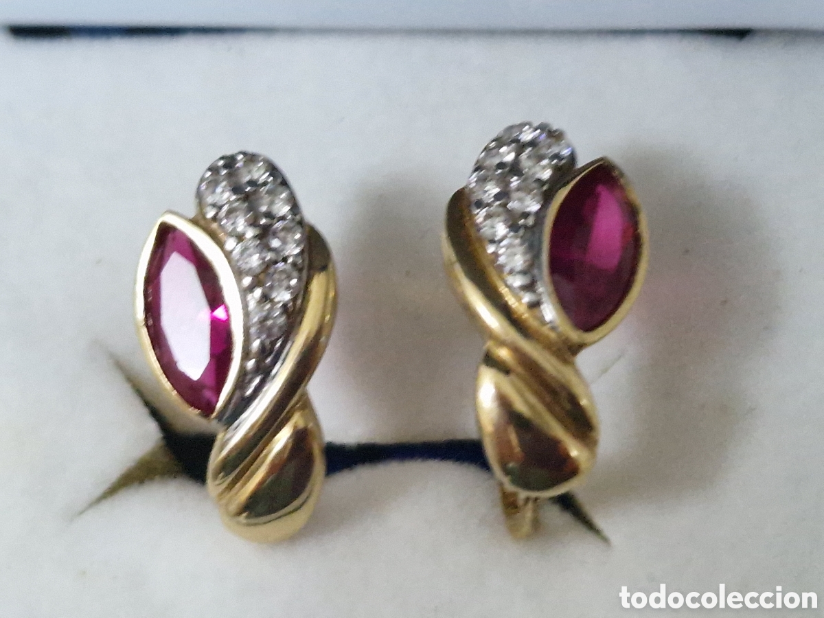 Joyeria: PENDIENTES ORO 18 K CON RUBI Y CIRCONITAS - Foto 9