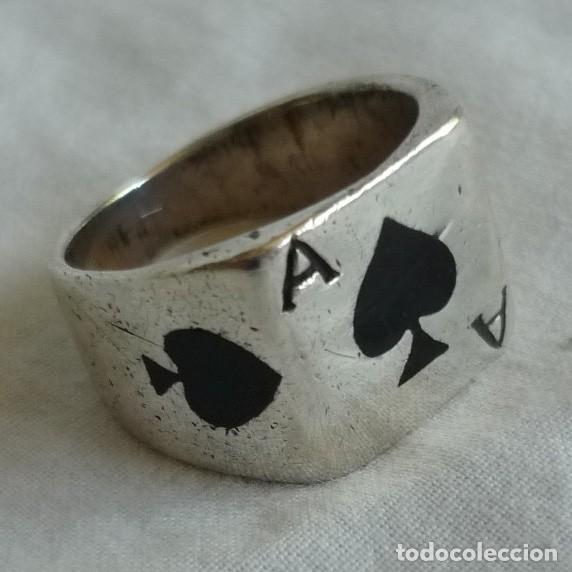 Joyeria: Anillo de plata 925 poker As de picas - Foto 1