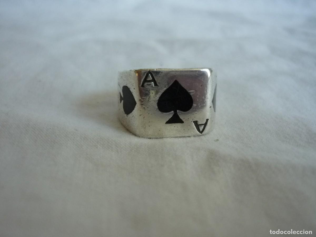 Joyeria: Anillo de plata 925 poker As de picas - Foto 2