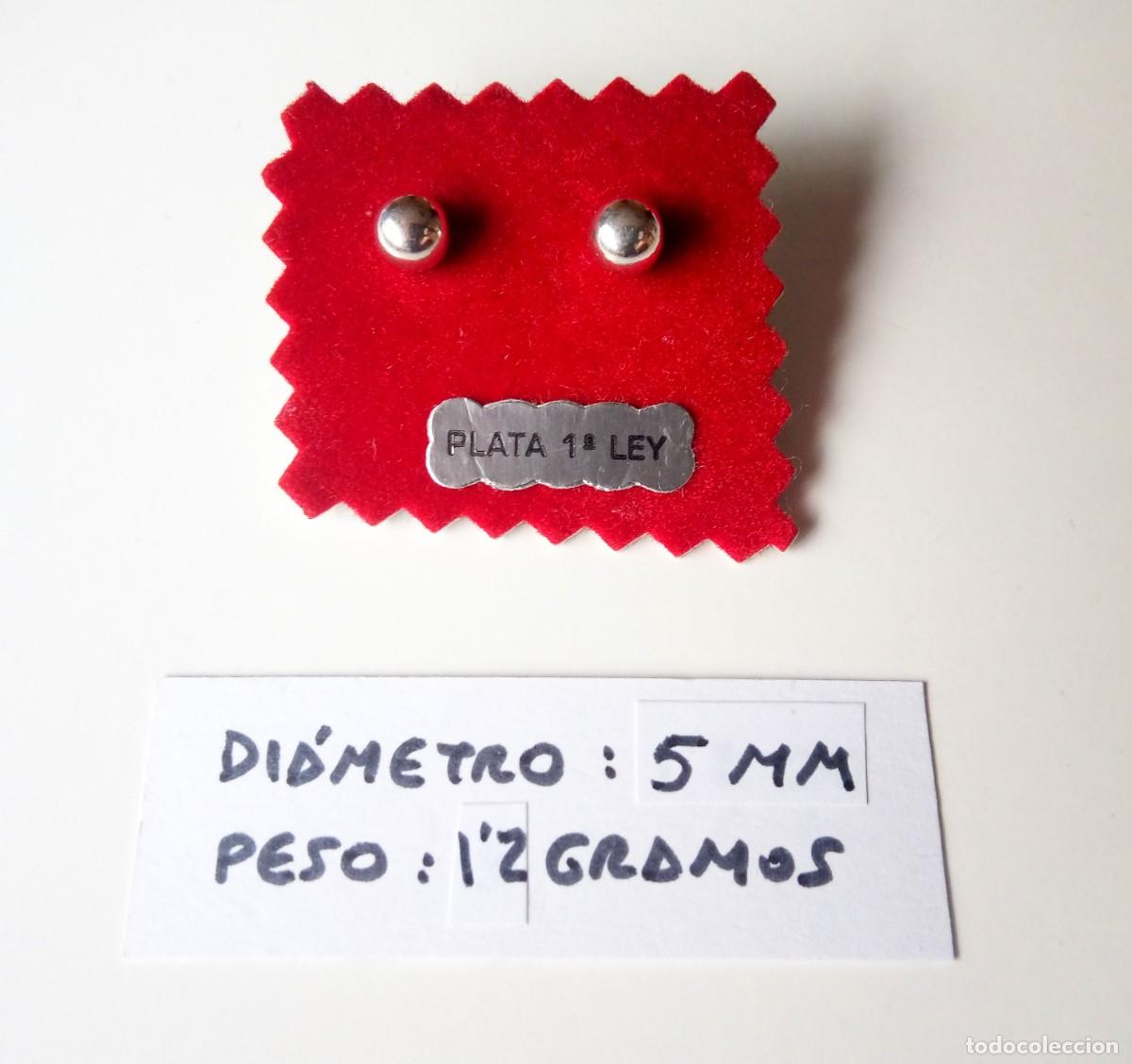 Joyeria: PENDIENTES DE PLATA DE LEY - BOLAS (5 MM) - NUEVOS - Foto 1