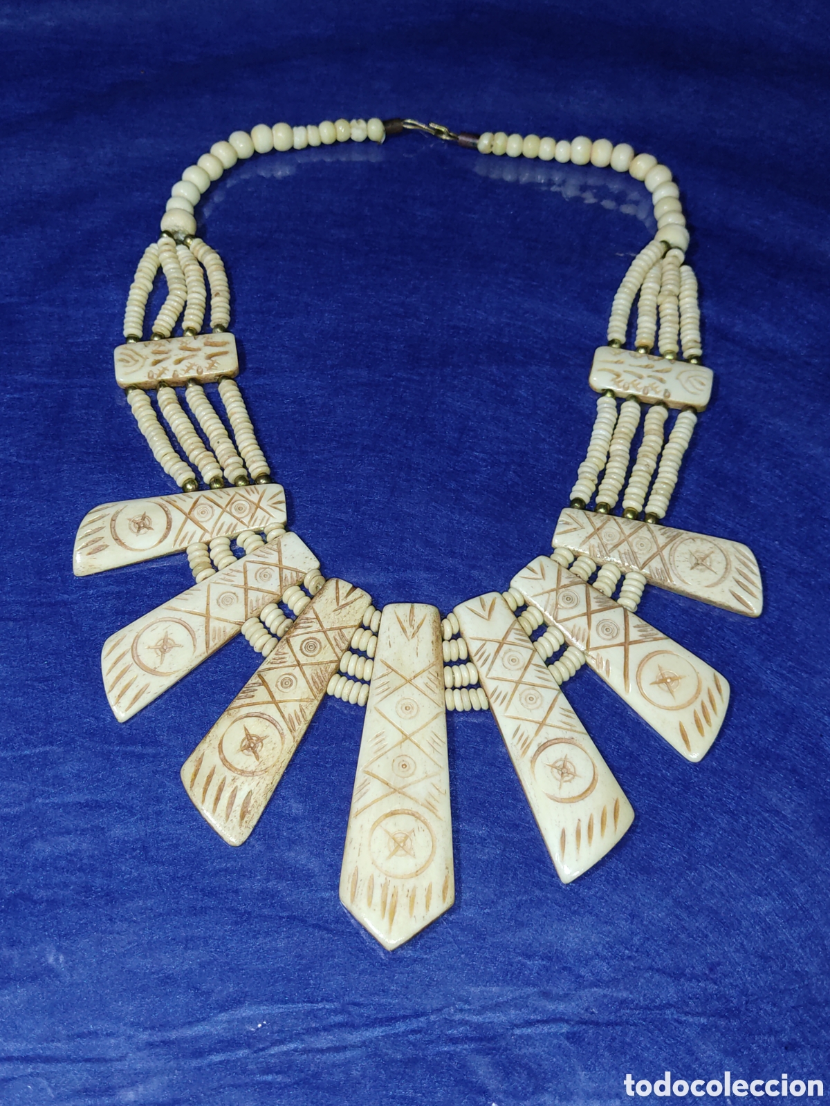 Joyeria: Collar tribal de hueso.Vintage. - Foto 2
