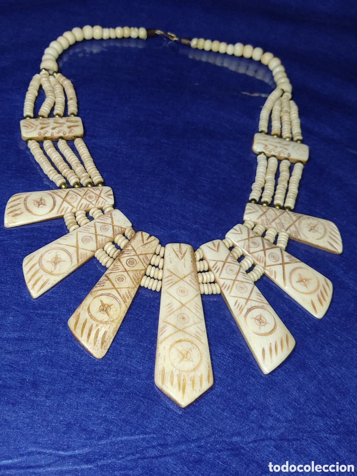 Joyeria: Collar tribal de hueso.Vintage. - Foto 3