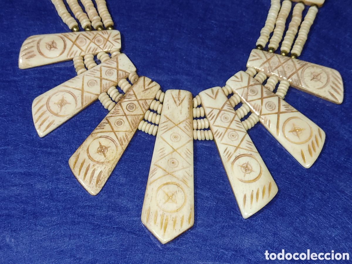 Joyeria: Collar tribal de hueso.Vintage. - Foto 4