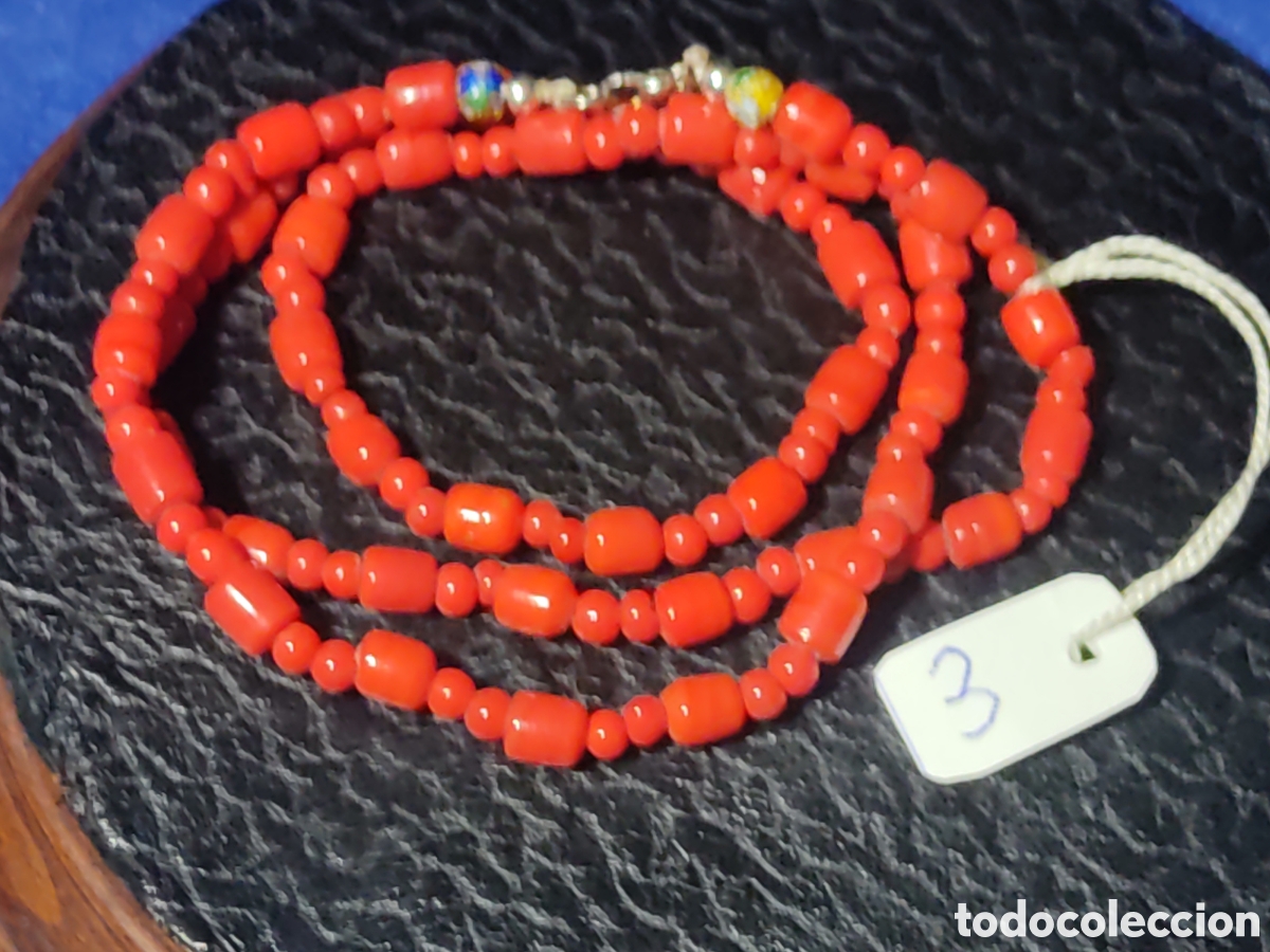 Joyeria: Collar de opalina roja imitando a coral.Vintage.*3* - Foto 1