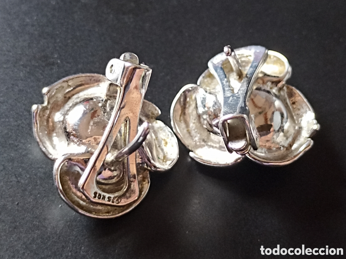 Joyeria: Pendientes de plata flor con perla cierre omega - Foto 2