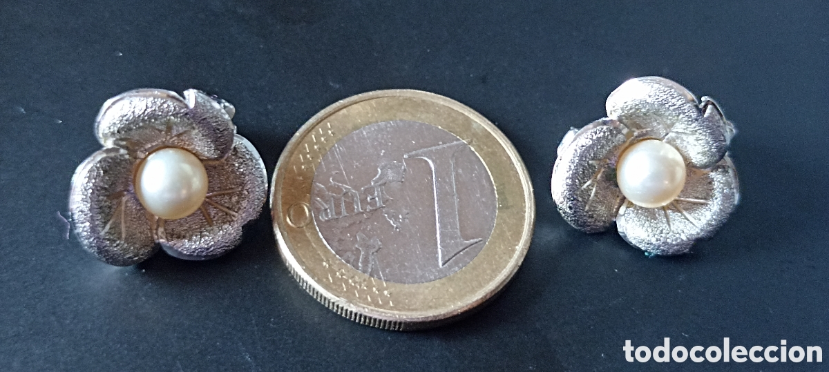 Joyeria: Pendientes de plata flor con perla cierre omega - Foto 3