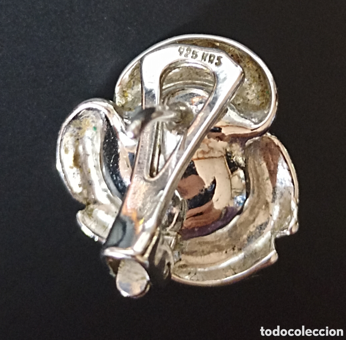 Joyeria: Pendientes de plata flor con perla cierre omega - Foto 4