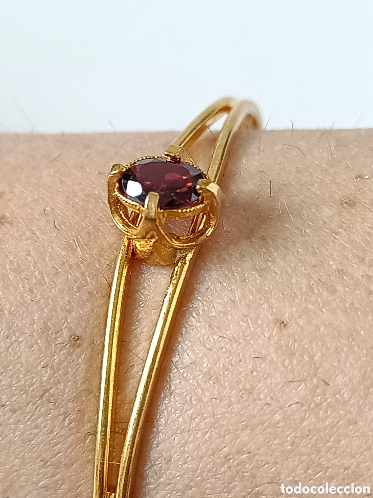 Joyeria: ⌛Pulsera ajustable ba&ntilde;ada en oro con granate aut&eacute;ntico. - Foto 5