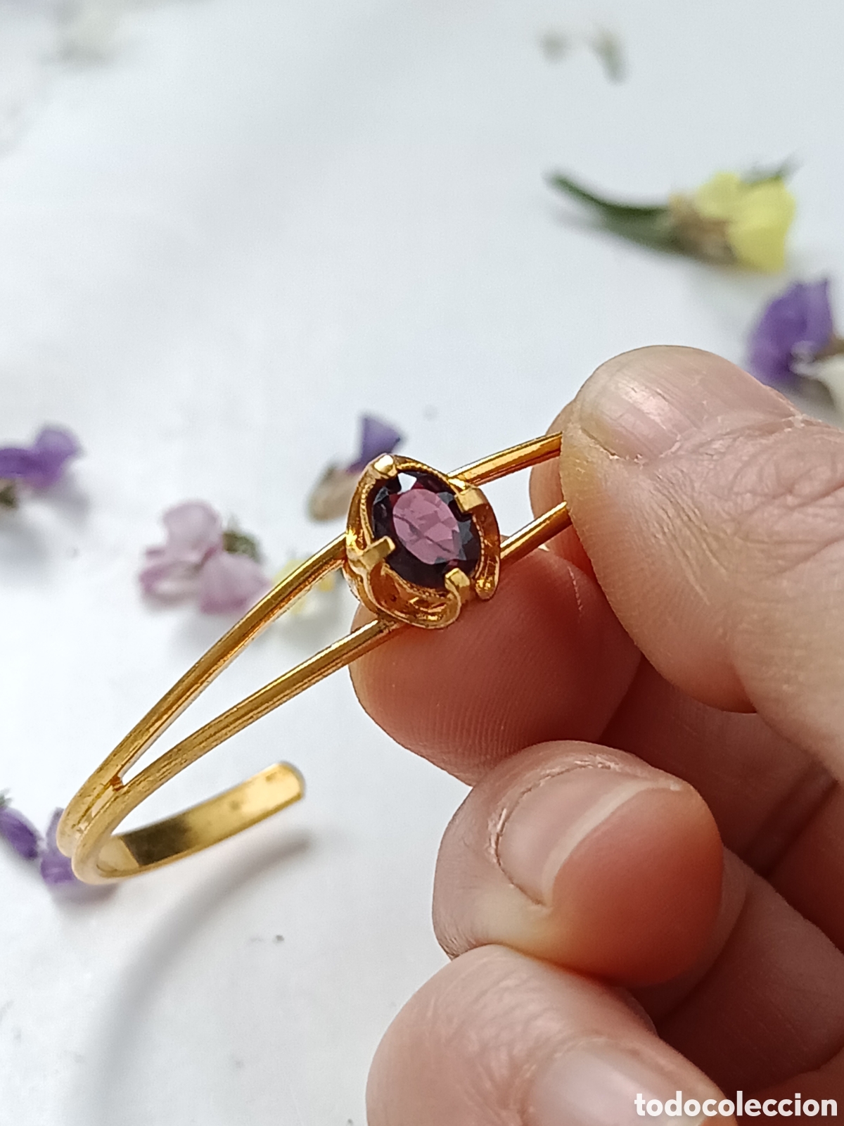 Joyeria: ⌛Pulsera ajustable ba&ntilde;ada en oro con granate aut&eacute;ntico. - Foto 9