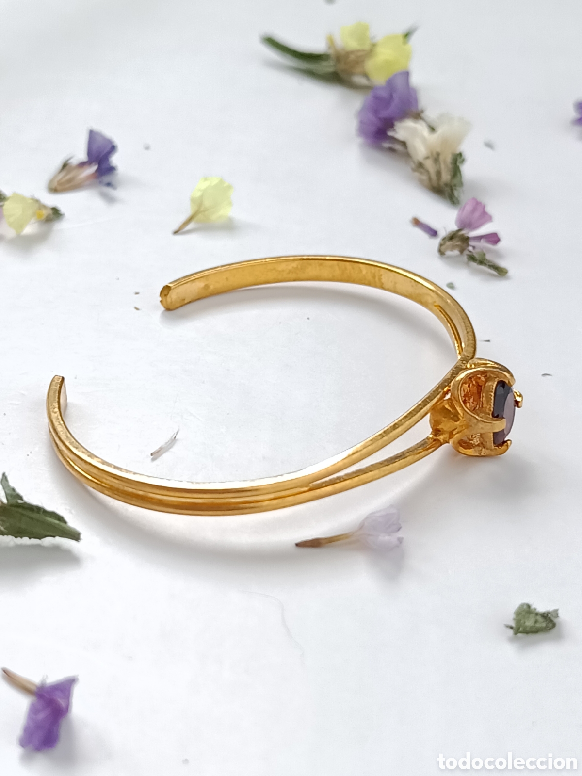 Joyeria: ⌛Pulsera ajustable ba&ntilde;ada en oro con granate aut&eacute;ntico. - Foto 7