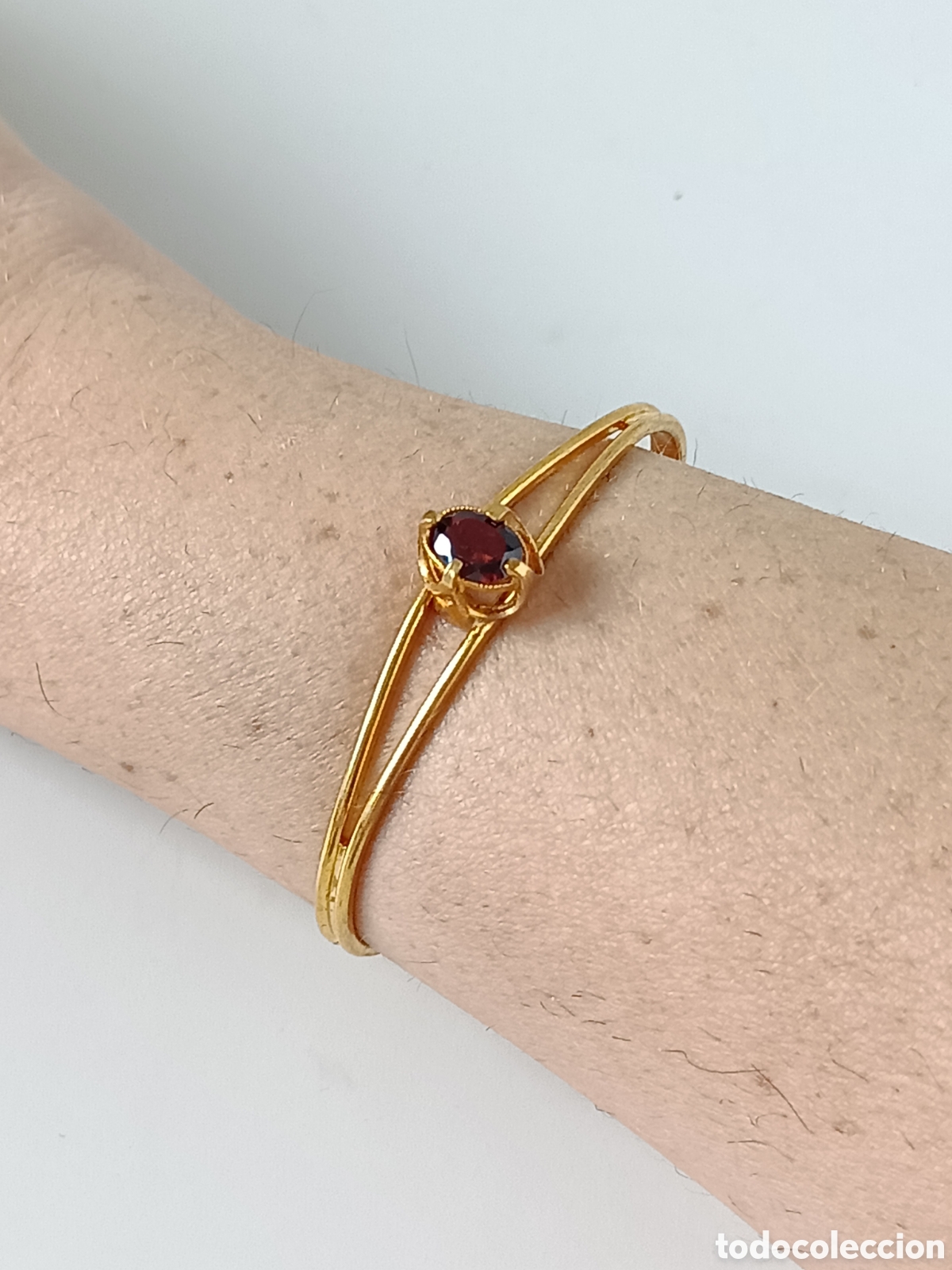 Joyeria: ⌛Pulsera ajustable ba&ntilde;ada en oro con granate aut&eacute;ntico. - Foto 10