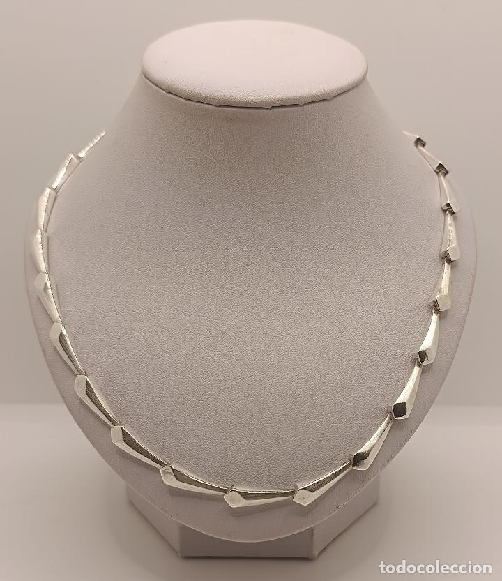 Joyeria: Sofisticada gargantilla de dise&ntilde;o en eslabones de plata de ley maciza 925. - Foto 3