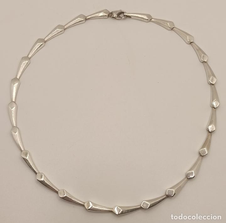 Joyeria: Sofisticada gargantilla de dise&ntilde;o en eslabones de plata de ley maciza 925. - Foto 5