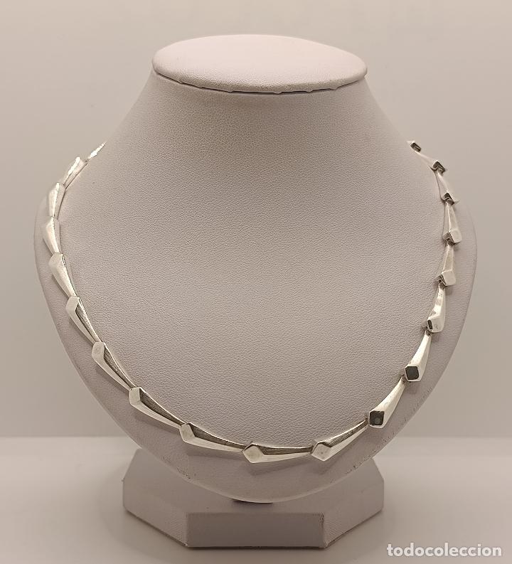Joyeria: Sofisticada gargantilla de dise&ntilde;o en eslabones de plata de ley maciza 925. - Foto 1