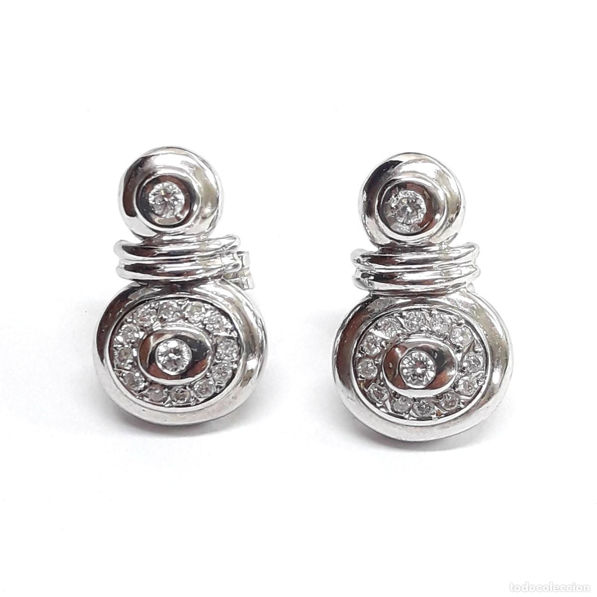 Joyeria: PENDIENTES DE ORO BLANCO Y DIAMANTES NUEVOS A ESTRENAR - Foto 1