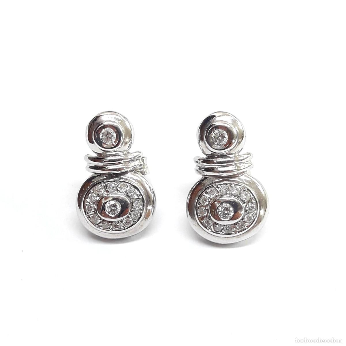 Joyeria: PENDIENTES DE ORO BLANCO Y DIAMANTES NUEVOS A ESTRENAR - Foto 3