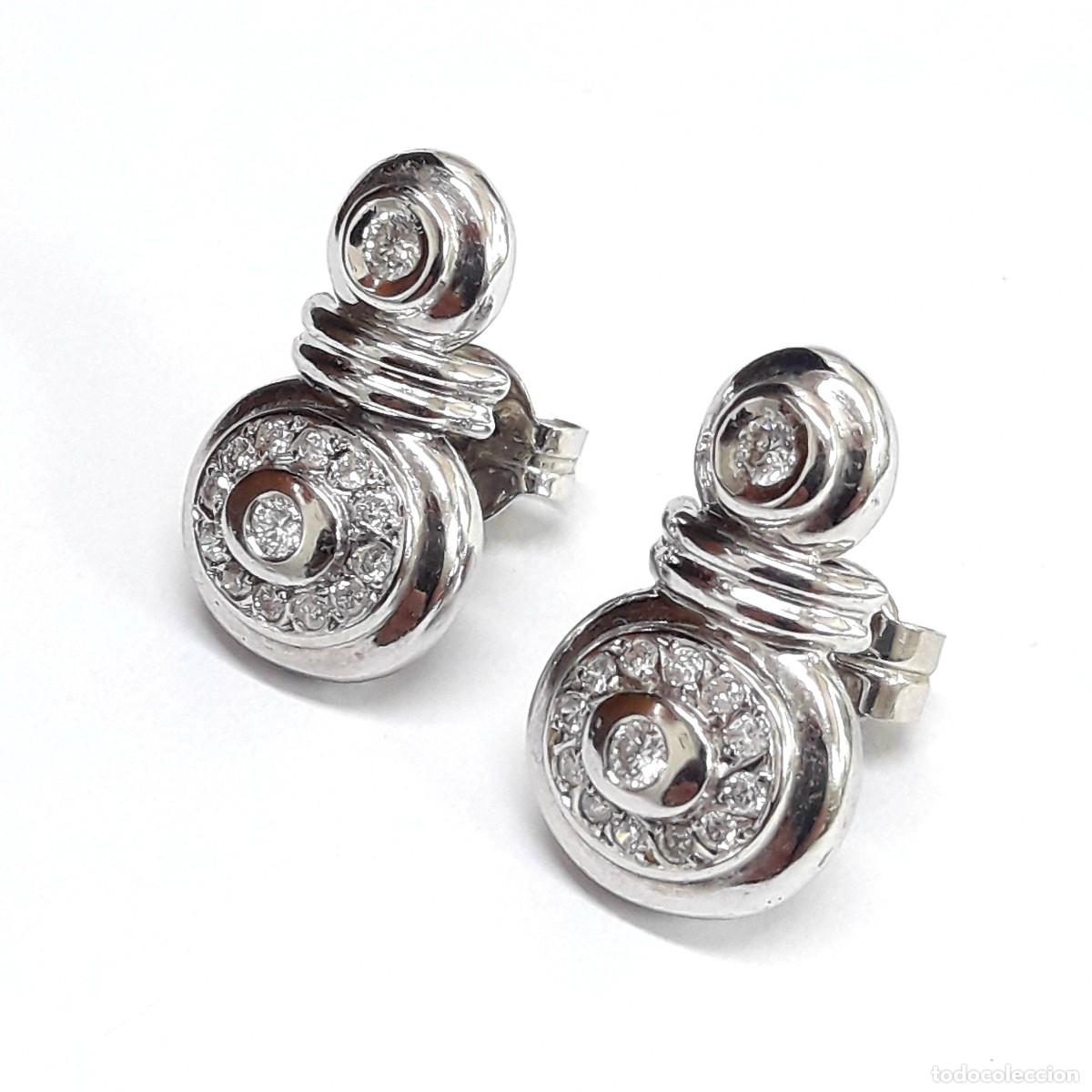 Joyeria: PENDIENTES DE ORO BLANCO Y DIAMANTES NUEVOS A ESTRENAR - Foto 7