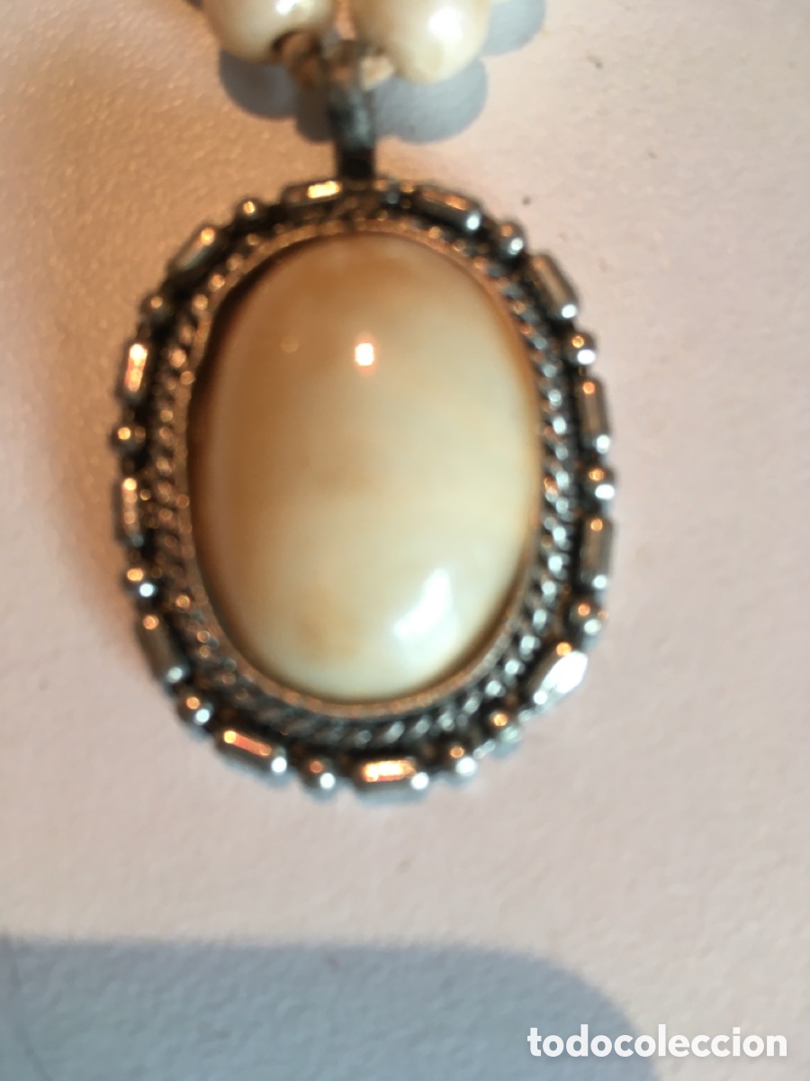 Joyeria: Collar de perlas preciosas con colgante de piedra barroca - Foto 2