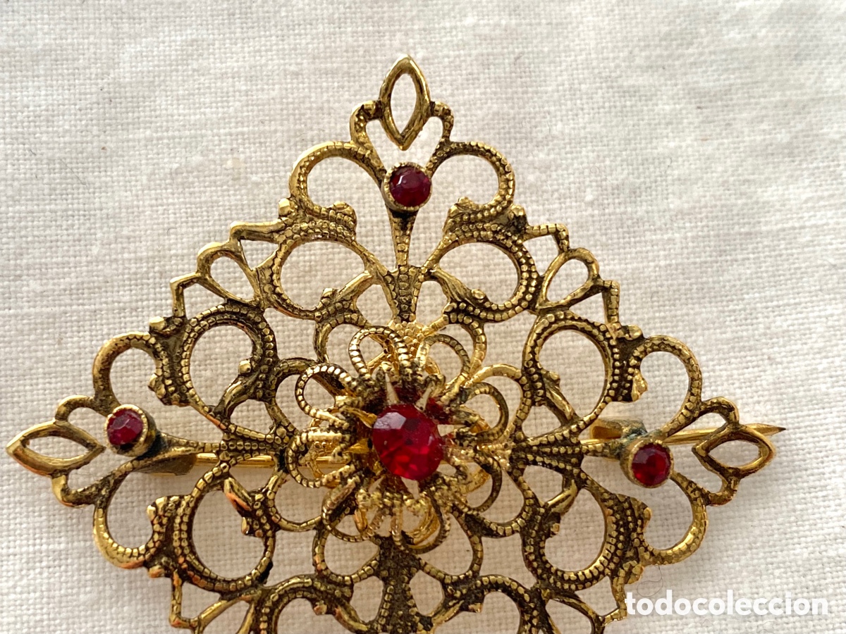 Joyeria: Broche vintage de filigrana dorada - Foto 2