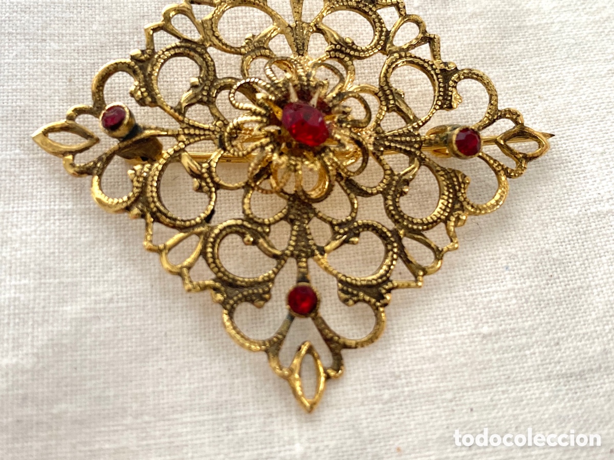 Joyeria: Broche vintage de filigrana dorada - Foto 3