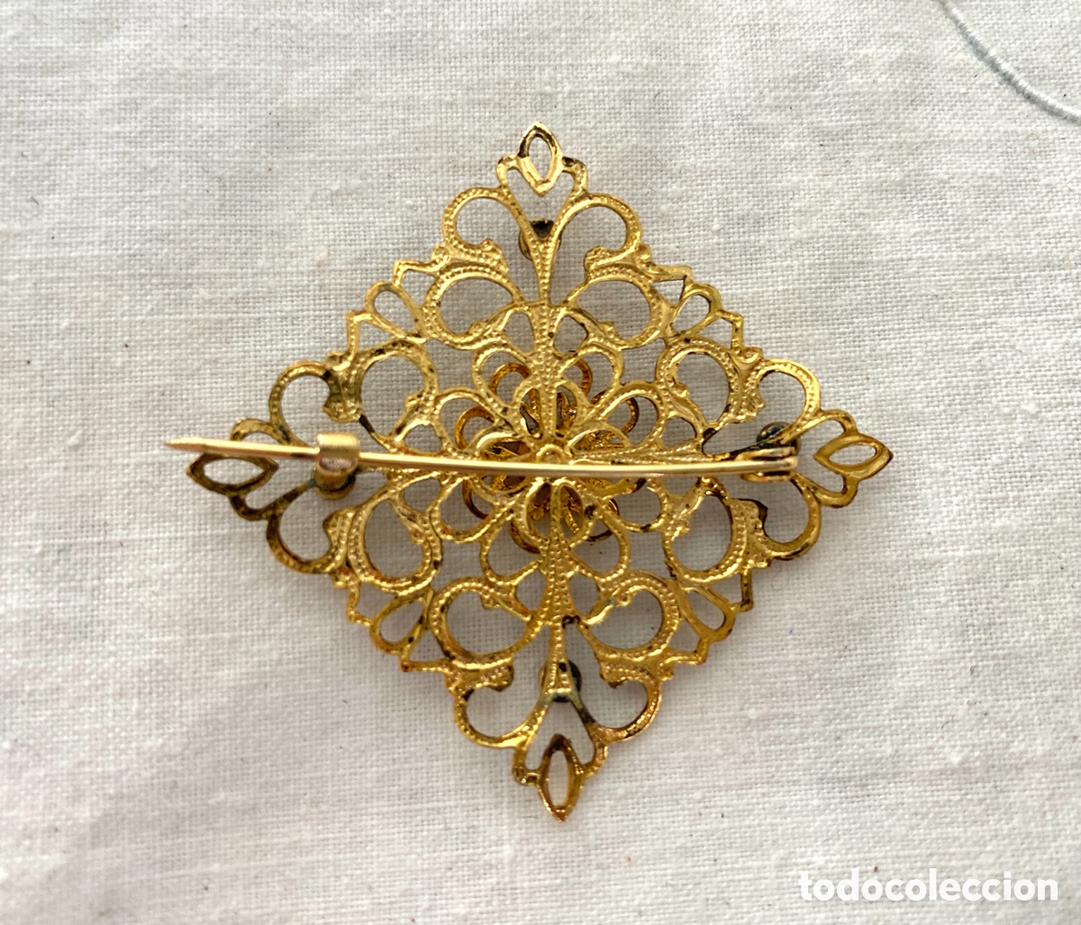 Joyeria: Broche vintage de filigrana dorada - Foto 4