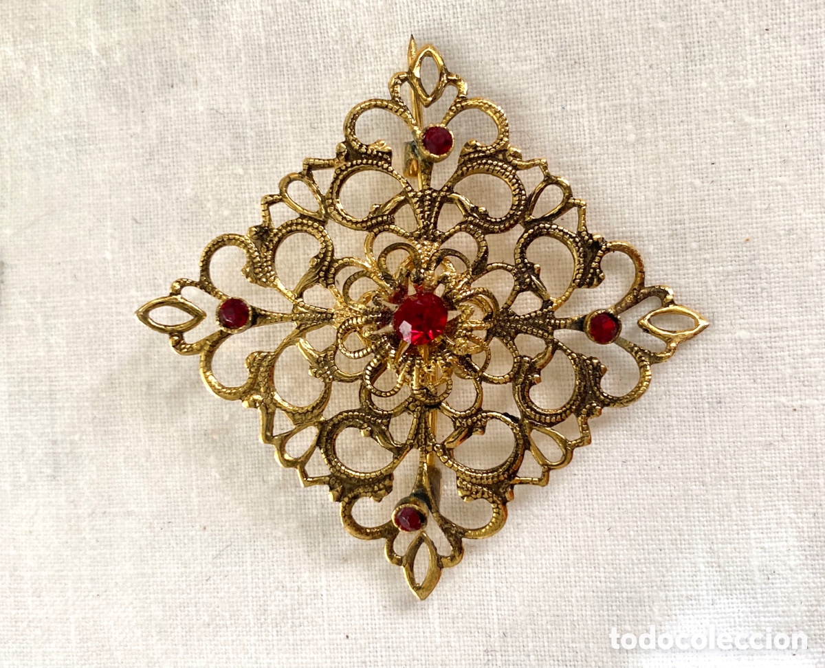 Joyeria: Broche vintage de filigrana dorada - Foto 1