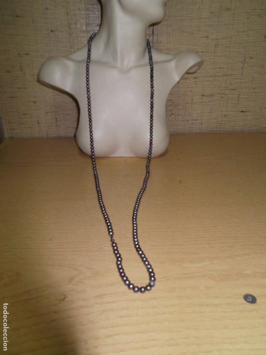 Joyeria: Collar largo de perlas grises con cierre de plata.Vintage - Foto 2