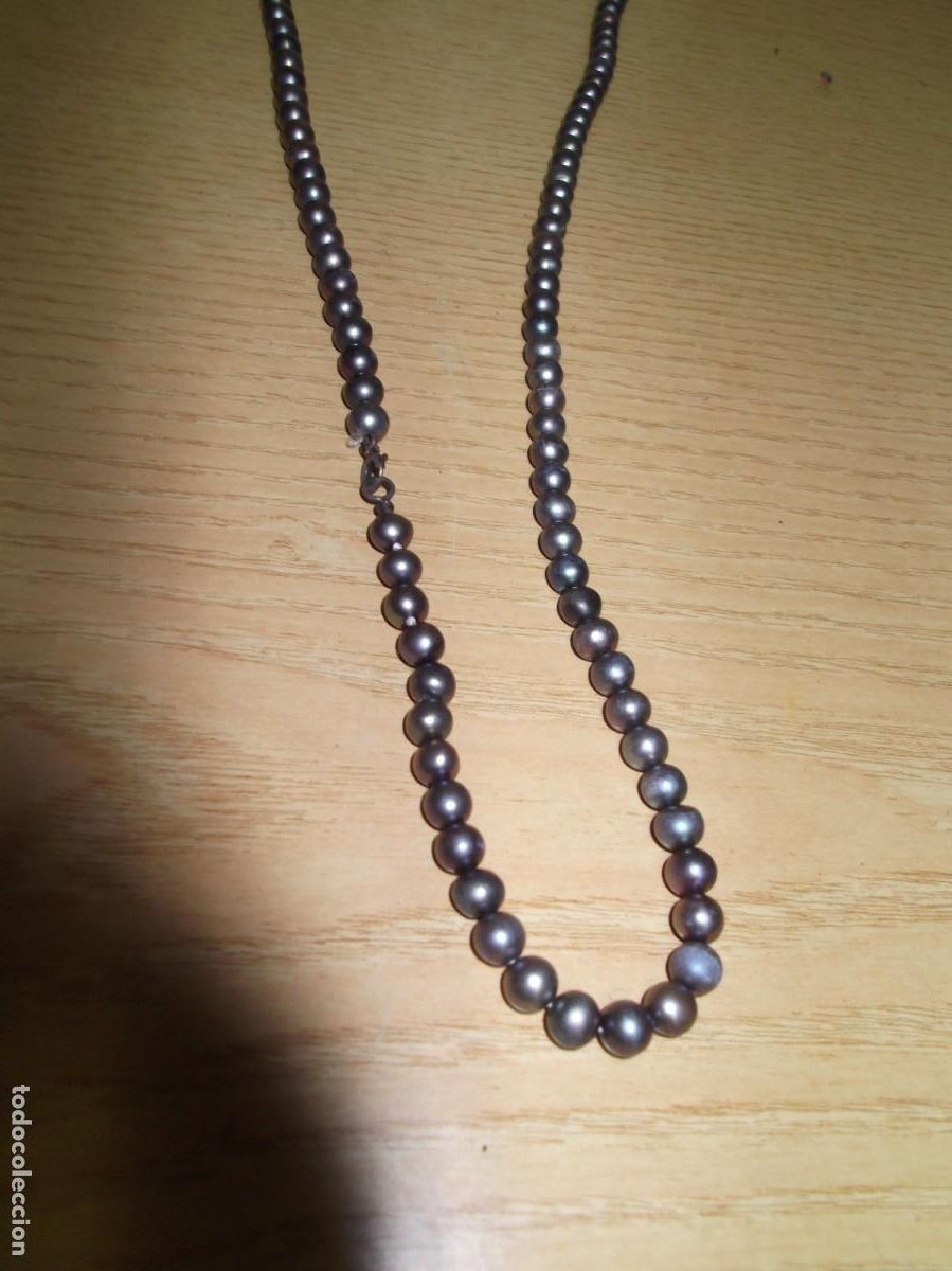 Joyeria: Collar largo de perlas grises con cierre de plata.Vintage - Foto 1