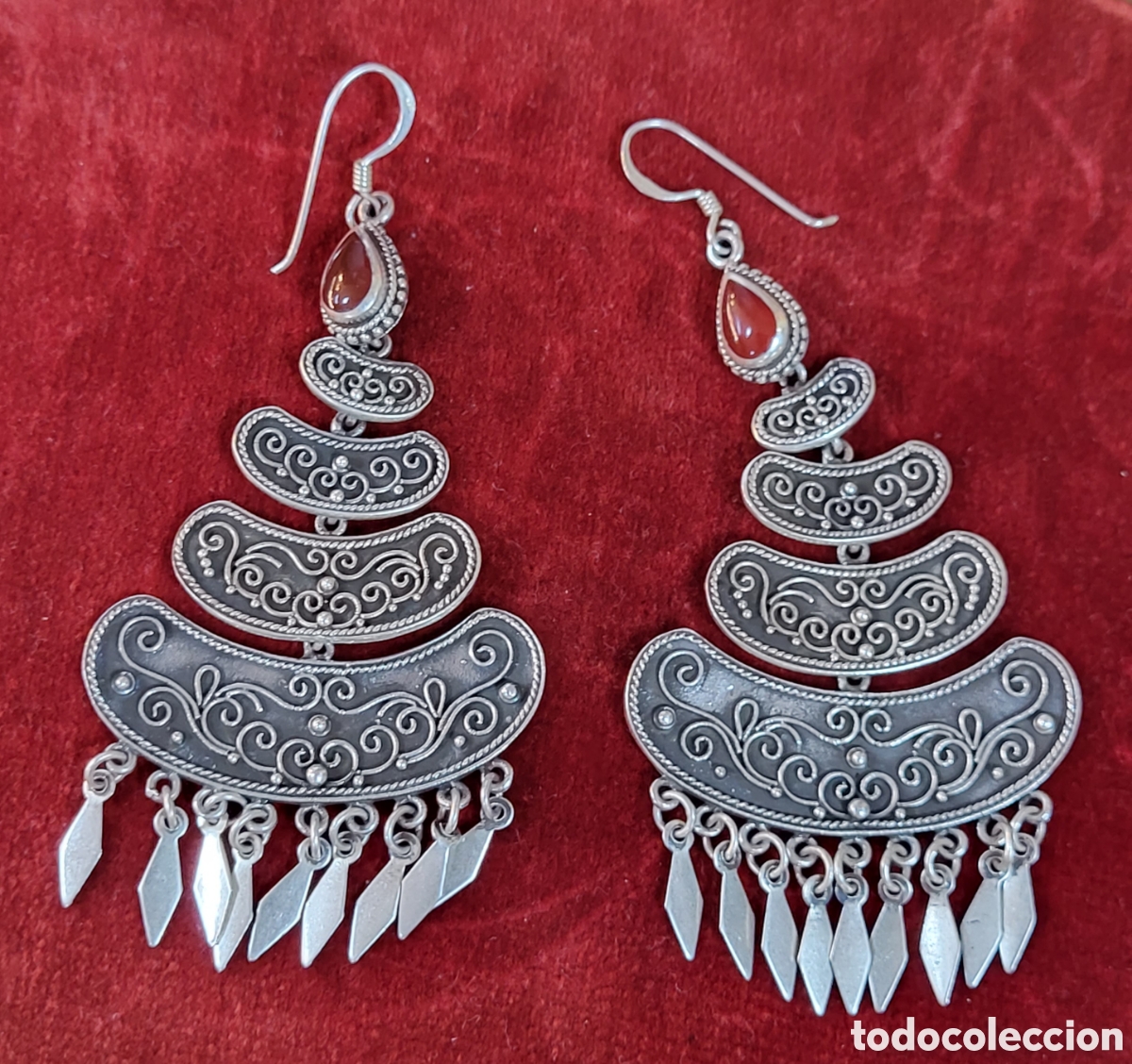 Joyeria: PRECIOSOS PENDIENTES VINTAGE. PLATA. 8CM LARGOS - Foto 1