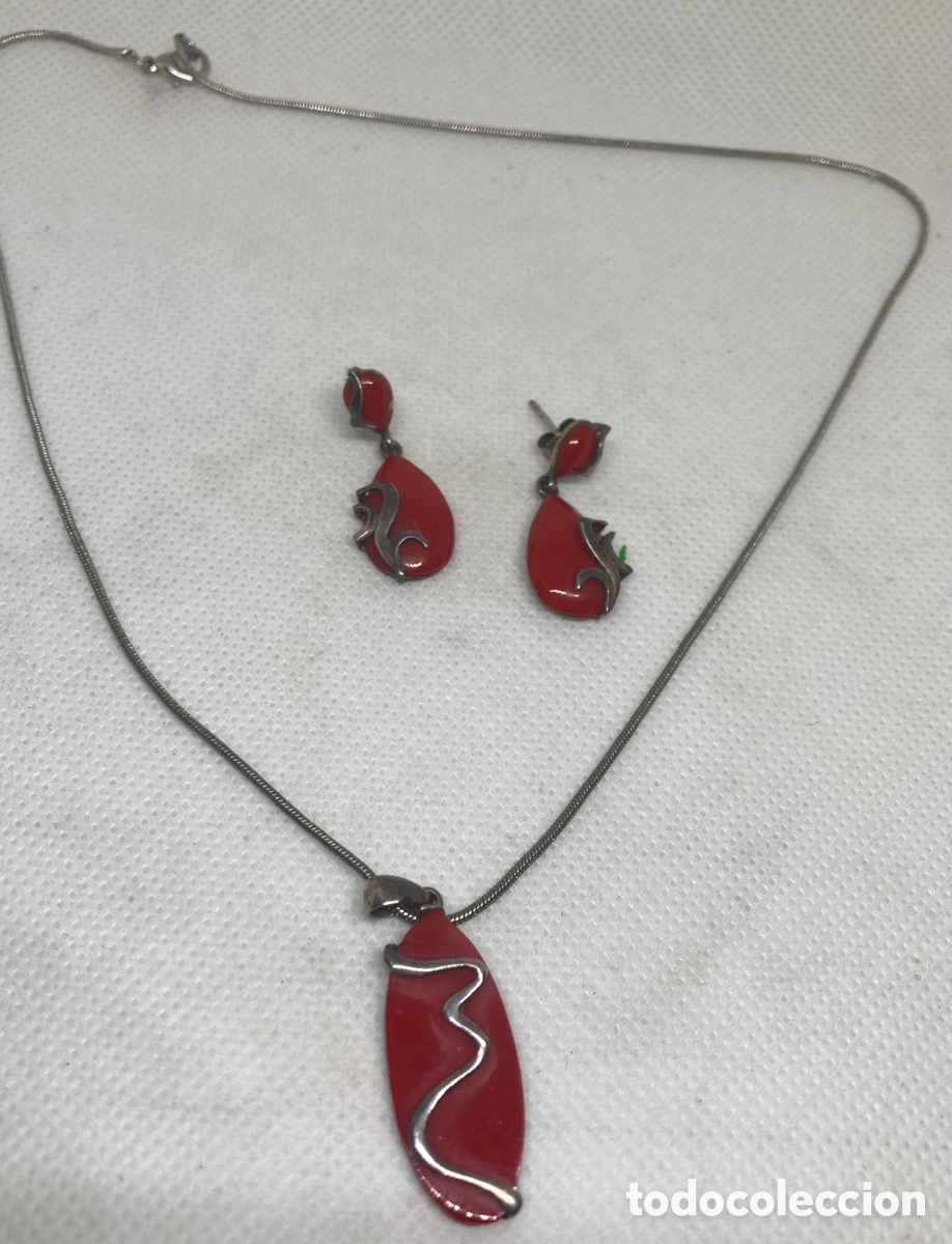 Joyeria: CONJUNTO DE COLLAR Y PENDIENTES PLATA 925 SIN USO NUEVO - Foto 4